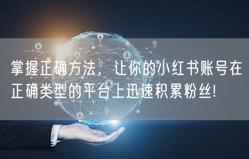 掌握正确方法，让你的小红书账号在正确类型的平台上迅速积累粉丝!