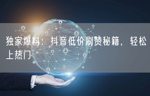 独家爆料：抖音低价刷赞秘籍，轻松上热门