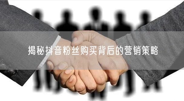 揭秘抖音粉丝购买背后的营销策略