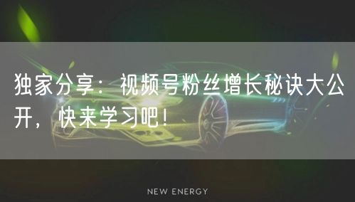 独家分享：视频号粉丝增长秘诀大公开，快来学习吧！