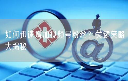 如何迅速增加视频号粉丝？关键策略大揭秘