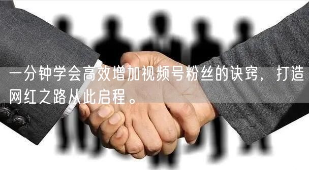 一分钟学会高效增加视频号粉丝的诀窍，打造网红之路从此启程。