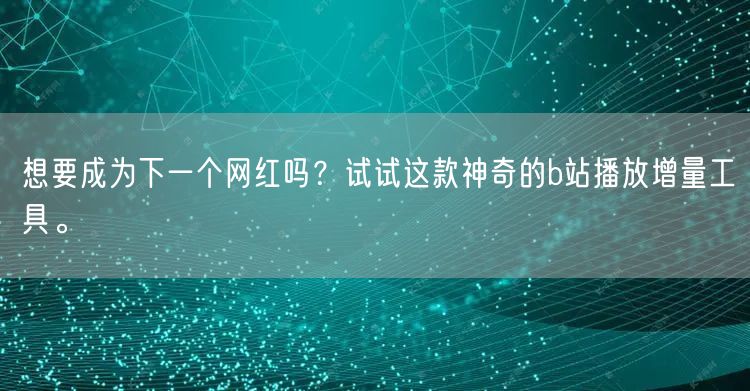 想要成为下一个网红吗？试试这款神奇的b站播放增量工具。