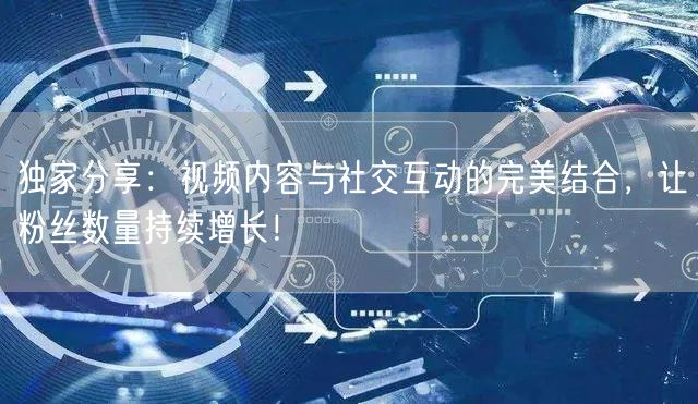 独家分享：视频内容与社交互动的完美结合，让粉丝数量持续增长！