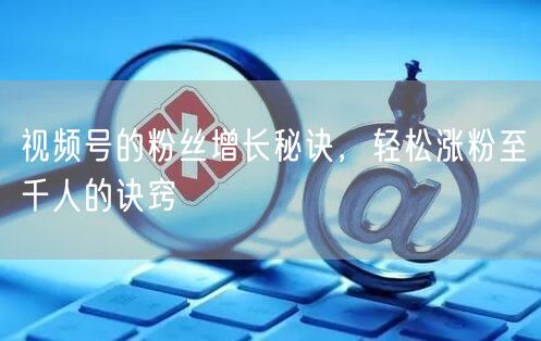 视频号的粉丝增长秘诀，轻松涨粉至千人的诀窍