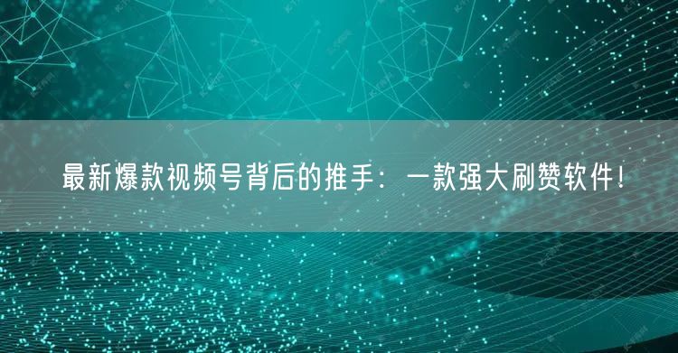 最新爆款视频号背后的推手：一款强大刷赞软件！