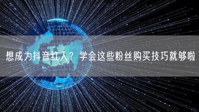 想成为抖音红人？学会这些粉丝购买技巧就够啦