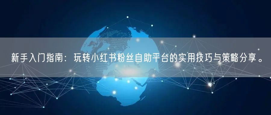 新手入门指南：玩转小红书粉丝自助平台的实用技巧与策略分享。