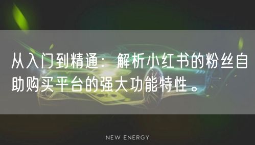 从入门到精通：解析小红书的粉丝自助购买平台的强大功能特性。