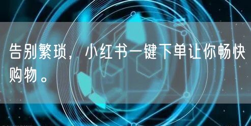 告别繁琐，小红书一键下单让你畅快购物。
